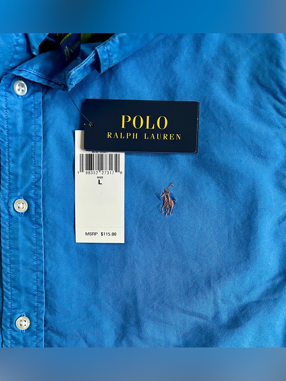 Polo Ralph Lauren Garment-dyed Oxford S/S Shirt - L - Blue Orbit - BNWT